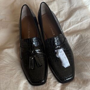 Donald J. Pliner Black Crocodile Loafers